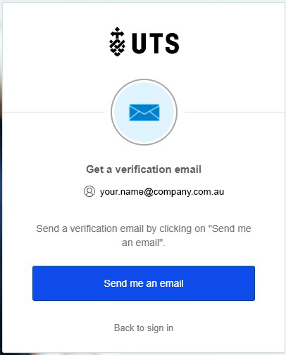 uts open log in request verification email screen